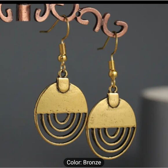 Dangle earrings copper retro spiral new e40 - Picture 1 of 3
